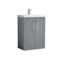 Nuie Deco 600mm Floor Standing 2-Door Vanity & Basin 1 - Satin Grey - welovecouk