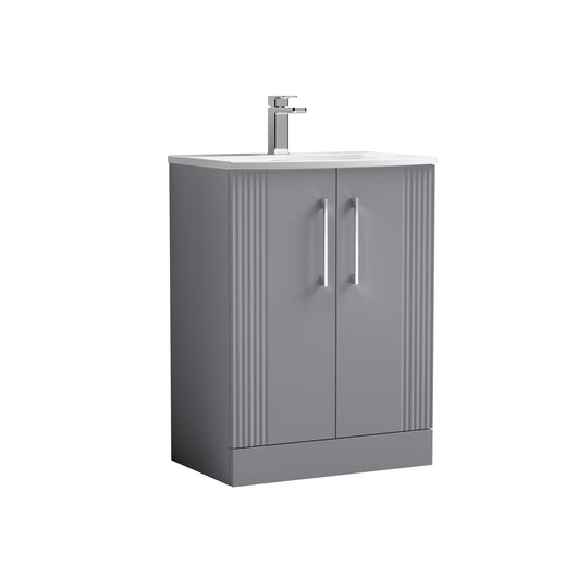  Nuie Deco 600mm Floor Standing 2 Door Vanity & Basin 4 - Satin Grey