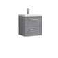 Nuie Deco 500mm Wall Hung 2 Drawer Vanity & Basin 1 - Satin Grey