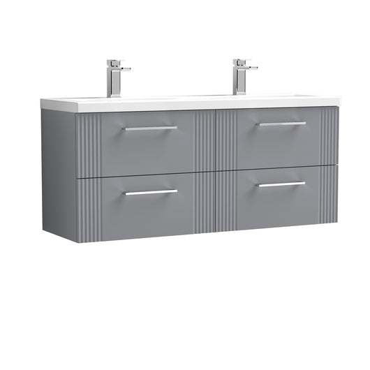  Nuie Deco 1200mm Wall Hung 4 Drawer Vanity & Double Basin - Satin Grey