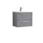 Nuie Deco 600mm Wall Hung 2 Drawer Vanity & Basin 4 - Satin Grey