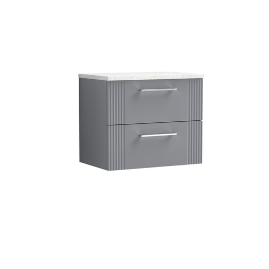  Nuie Deco 600mm Wall Hung 2 Drawer Vanity & Laminate Top - Satin Grey