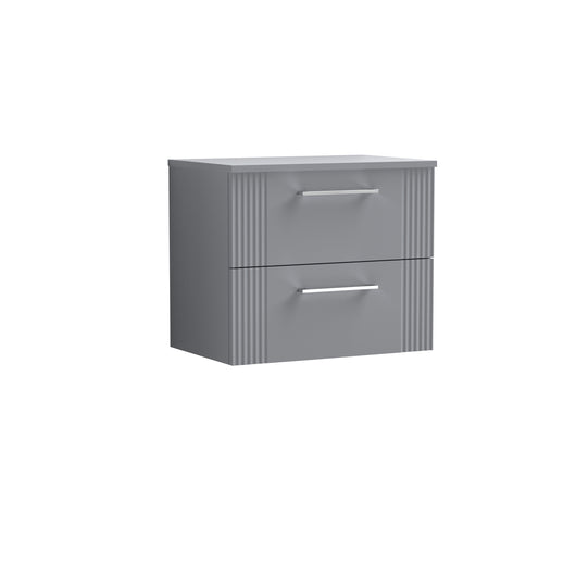  Nuie Deco 600mm Wall Hung 2 Drawer Vanity & Worktop - Satin Grey