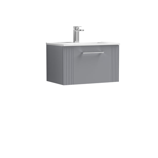  Nuie Deco 600mm Wall Hung Single Drawer Vanity & Basin 2 - Satin Grey