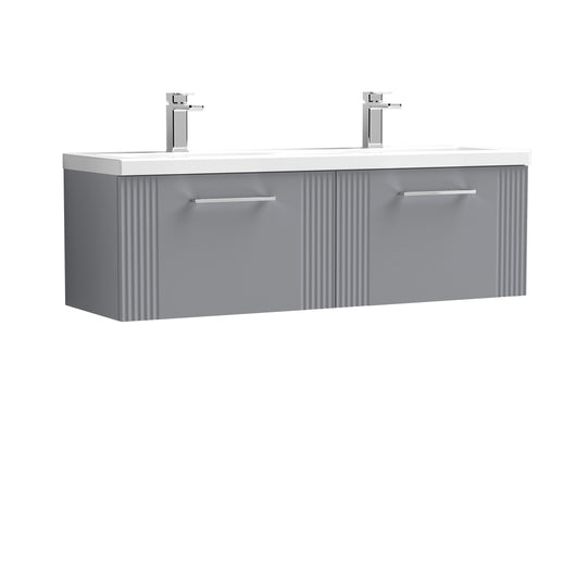  Nuie Deco 1200mm Wall Hung 2 Drawer Vanity & Double Basin - Satin Grey