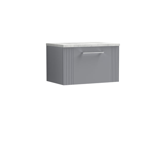  Nuie Deco 600mm Wall Hung Single Drawer Vanity & Laminate Top - Satin Grey