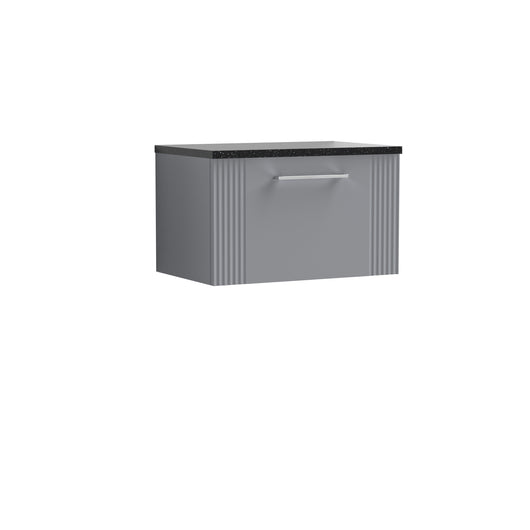  Nuie Deco 600mm Wall Hung Single Drawer Vanity & Laminate Top - Satin Grey