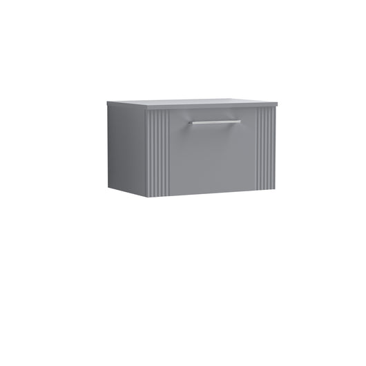  Nuie Deco 600mm Wall Hung Single Drawer Vanity & Worktop - Satin Grey