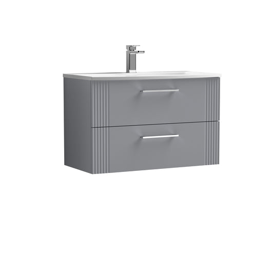  Nuie Deco 800mm Wall Hung 2 Drawer Vanity & Basin 4 - Satin Grey