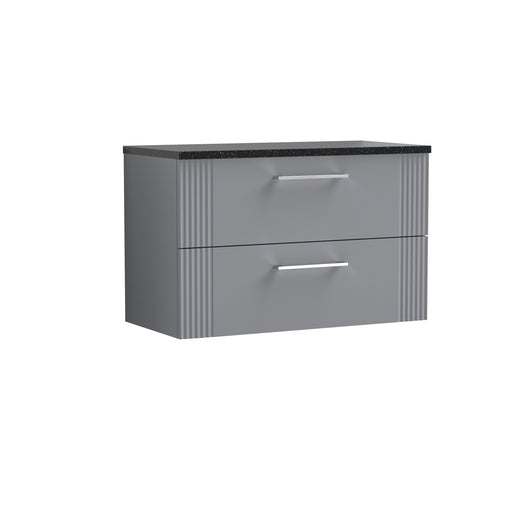  Nuie Deco 800mm Wall Hung 2 Drawer Vanity & Laminate Top - Satin Grey