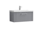 Nuie Deco 800mm Wall Hung Single Drawer Vanity & Basin 1 - Satin Grey - welovecouk