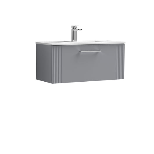  Nuie Deco 800mm Wall Hung Single Drawer Vanity & Basin 2 - Satin Grey