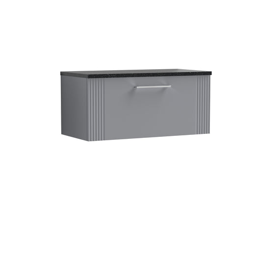  Nuie Deco 800mm Wall Hung Single Drawer Vanity & Laminate Top - Satin Grey