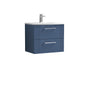Nuie Deco 600mm Wall Hung 2 Drawer Vanity & Basin 4 - Satin Blue
