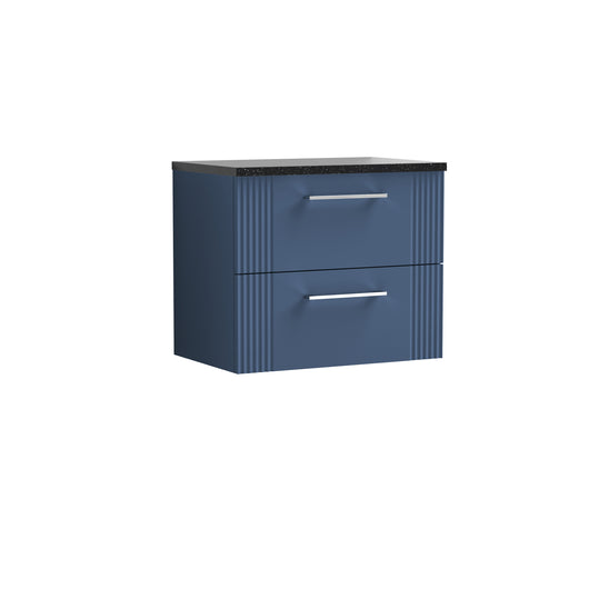  Nuie Deco 600mm Wall Hung 2 Drawer Vanity & Laminate Top - Satin Blue