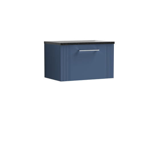  Nuie Deco 600mm Wall Hung Single Drawer Vanity & Laminate Top - Satin Blue