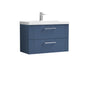 Nuie Deco 800mm Wall Hung 2-Drawer Vanity & Basin 1 - Satin Blue - welovecouk