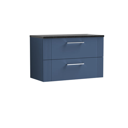  Nuie Deco 800mm Wall Hung 2 Drawer Vanity & Laminate Top - Satin Blue