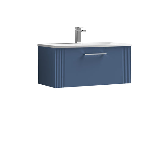  Nuie Deco 800mm Wall Hung Single Drawer Vanity & Basin 4 - Satin Blue
