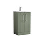 Deco Curved 500mm Satin Green Vanity & Chrome Offset Quadrant Shower Enclosure Bathroom Suite