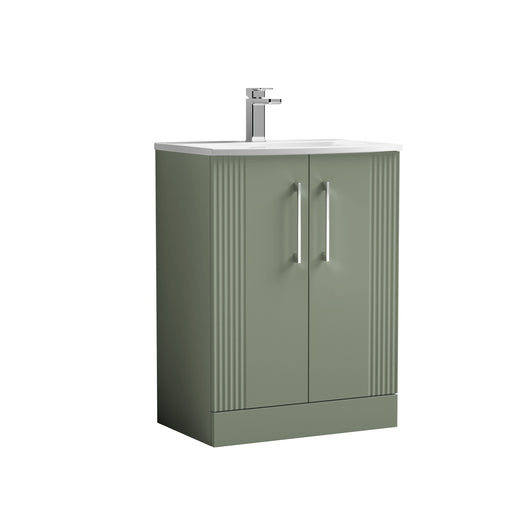  Nuie Deco 600mm Floor Standing 2 Door Vanity & Basin 4 - Satin Reed Green