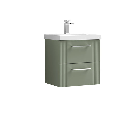  Nuie Deco 500mm Wall Hung 2 Drawer Vanity & Basin 3 - Satin Reed Green