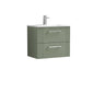 Nuie Deco 600mm Wall Hung 2 Drawer Vanity & Basin 2 - Satin Reed Green