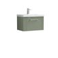 Nuie Deco 600mm Wall Hung Single Drawer Vanity & Basin 3 - Satin Reed Green