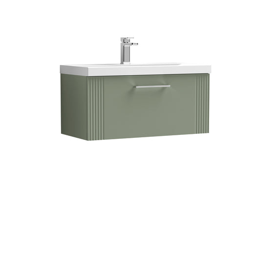  Nuie Deco 800mm Wall Hung Single Drawer Vanity & Basin 3 - Satin Reed Green