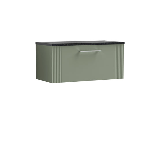  Nuie Deco 800mm Wall Hung Single Drawer Vanity & Laminate Top - Satin Reed Green