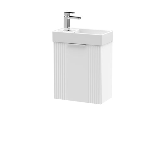  Nuie Deco Compact 400mm Wall Hung Cabinet & Basin - Satin White