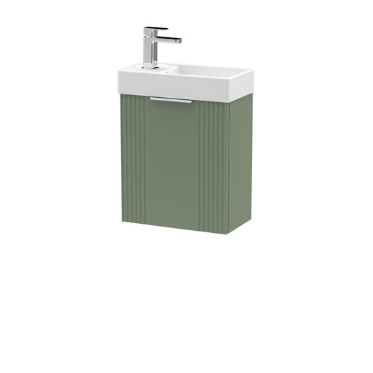  Nuie Deco Compact 400mm Wall Hung Cabinet & Basin - Satin Green