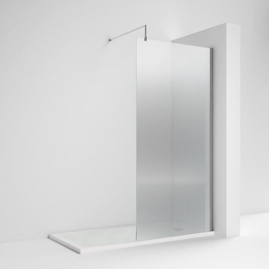  1400 x 800mm Stone Shower Tray & 8mm Screen Pack - Fluted Glass