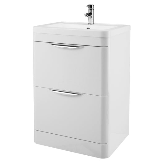  Nuie Parade 600mm Floor Standing Cabinet & Ceramic Basin - Gloss White