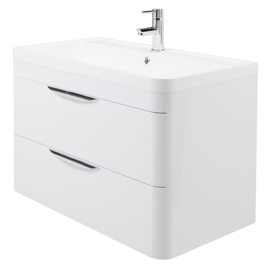  Nuie Parade 800mm Wall Hung Cabinet & Basin - Gloss White