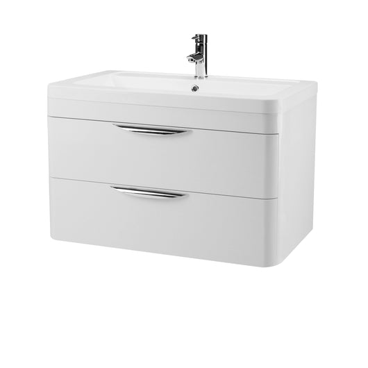  Nuie Parade 800mm Wall Hung Cabinet & Ceramic Basin - Gloss White