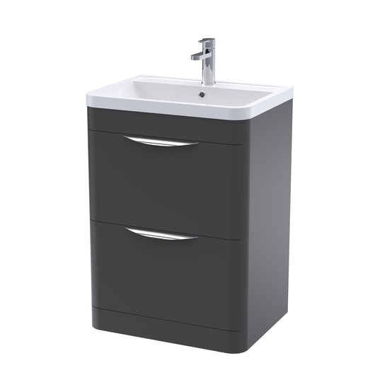  Nuie Parade 600mm Floor Standing 2 Drawer Basin & Cabinet - Satin Anthracite