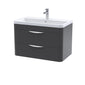 Nuie Parade 800mm Wall Hung 2-Drawer Basin & Cabinet - Satin Anthracite - welovecouk