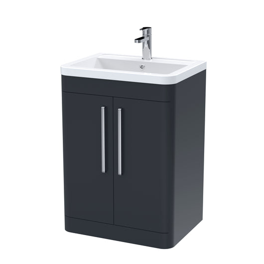  Nuie Parade 600mm Floor Standing 2 Door Basin & Cabinet - Satin Anthracite