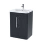 Nuie Parade 600mm Floor Standing 2-Door Basin & Cabinet - Satin Anthracite - welovecouk