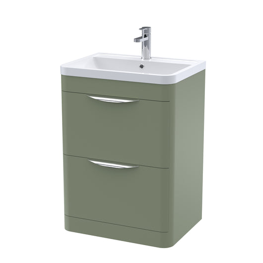  Nuie Parade 600mm Floor Standing 2 Drawer Basin & Cabinet - Satin Green