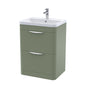 Nuie Parade 600mm Floor Standing 2-Drawer Basin & Cabinet - Satin Green - welovecouk