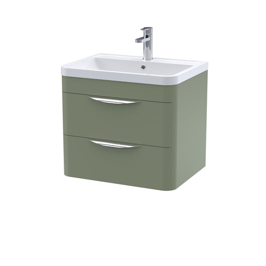  Nuie Parade 600mm Wall Hung 2 Drawer Basin & Cabinet - Satin Green