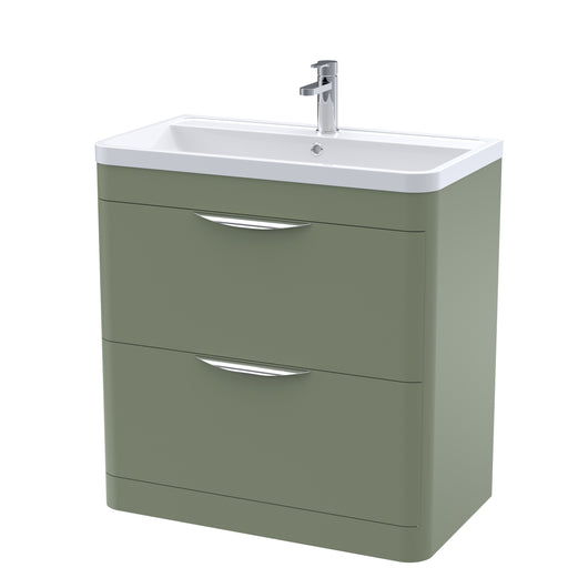  Nuie Parade 800mm Floor Standing 2 Drawer Basin & Cabinet - Satin Green