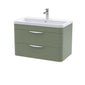 Nuie Parade 800mm Wall Hung 2 Drawer Basin & Cabinet - Satin Green