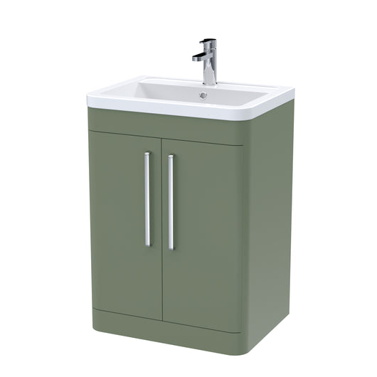  Nuie Parade 600mm Floor Standing 2 Door Basin & Cabinet - Satin Green