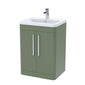Nuie Parade 600mm Floor Standing 2-Door Basin & Cabinet - Satin Green - welovecouk