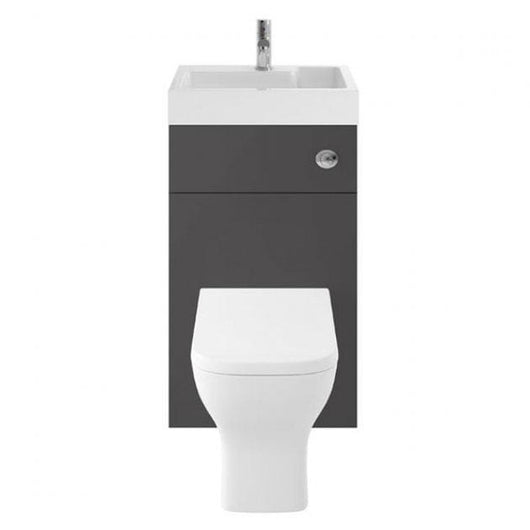  Deus 500mm Toilet and Basin Combination Unit - Gloss Grey