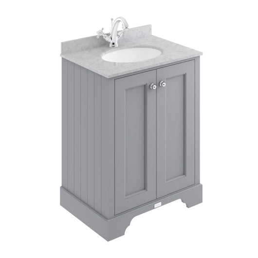  Bayswater 600mm Vanity & Single Bowl Marble Top - Plummet Grey - welovecouk