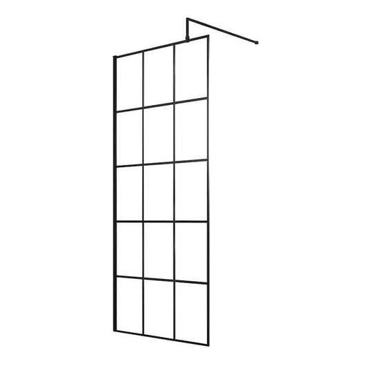  Trieste 8mm Black Grid Screen & 1700 x 700mm Walk-In Stone Shower Tray Pack - welovecouk